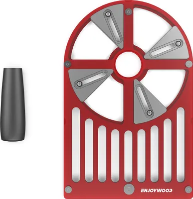 Obrázek produktu pro ENJOYWOOD Základna pro trimovací frézku, základna pracovního stolu, nastavitelný jezdec, hliníková slitina, kompatibilita 65 mm až 132 mm, červená barva