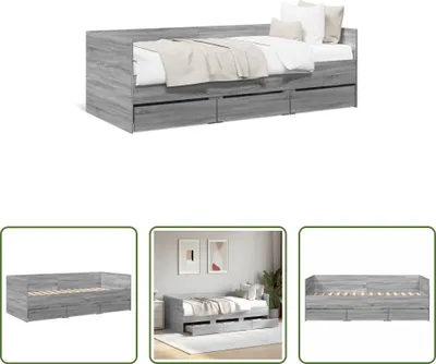 Produktbild von The Living Store Tagesbett mit Schubladen Grau Sonoma 75x190 cm Holzwerkstoff