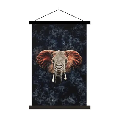 Produktbild von MuchoWow® Textilposter Elefant - Orange - Rauch 40x60 cm mit schwarzem Rahmen - Wanddekorationen