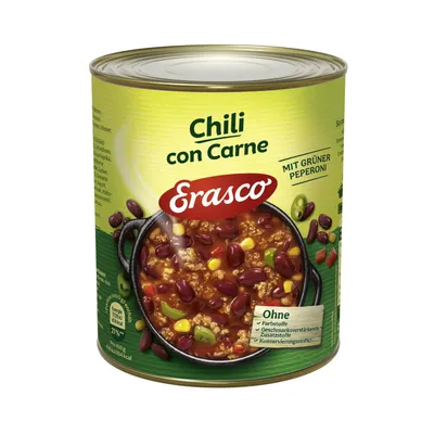 Zdjęcie produktu dla Erasco Chili con Carne z zieloną papryką, opakowanie 800 g, zestaw 3 sztuki