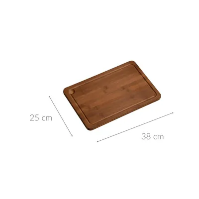 Image de Assiette de service avec rainures, bambou foncé, 38 x 25 cm