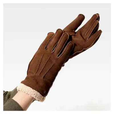 Produktbild von Damenhandschuhe aus Ziegenveloursleder, gefüttert mit Kunstfell, 7.5=M, Bordeaux