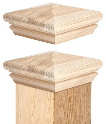 Image de Bouchons de poteaux en bois classiques, 13,5 x 13,5 x 6 cm, couleur marron, lot de 2