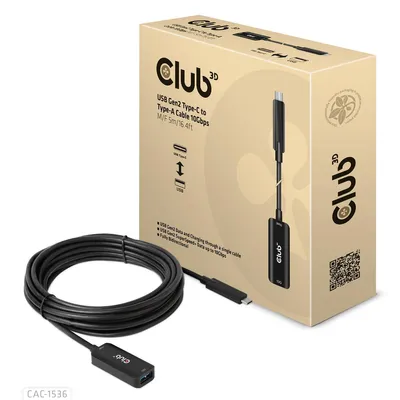 Produktbild von Club3D Kabel USB 3.2 Typ C <> USB Typ A 10Gbps St/Bu 5m