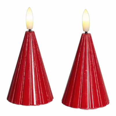 Produktbild von Sirius LED Kerzen rot 2-er Set Tannenbaum Weihnachtsdeko warmweiße LED 5,7x11cm