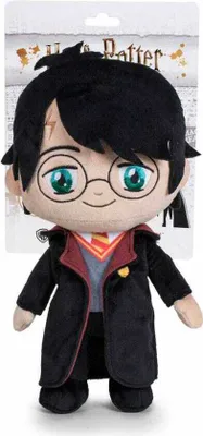 A plush toy of Harry Potter standing against a white background.