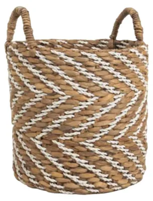 Image de Panier souple Elise - 35 x 35 x 35 cm - taille L - jute - motifs chevrons