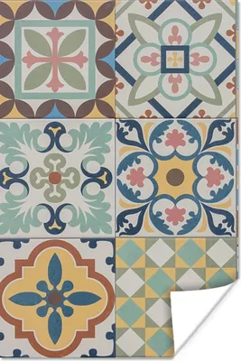 Produktbild von MuchoWow® Poster Vintage - Blumen - Design - Figuren 80x120 cm - Papierdruck