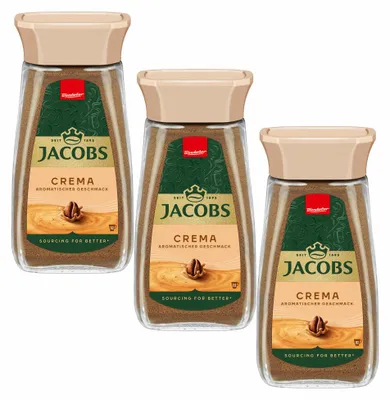 Produktbild von Jacobs Crema, Löslicher Kaffee, Instantkaffee, Löskaffee, Glas, 3 x 200 g