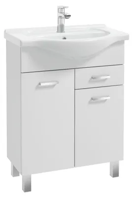 Produktbild von Aqua For You | Waschbeckenunterschrank Norman D55 - mit Waschbecken - 53x80x31 Cm - Weiß Hochglanz - Badezimmer Möbel
