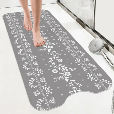 Zdjęcie produktu dla Mata antypoślizgowa do wanny, szara, 100 x 40 cm | Mata antypoślizgowa do prysznica, odporna na pleśń, antybakteryjna