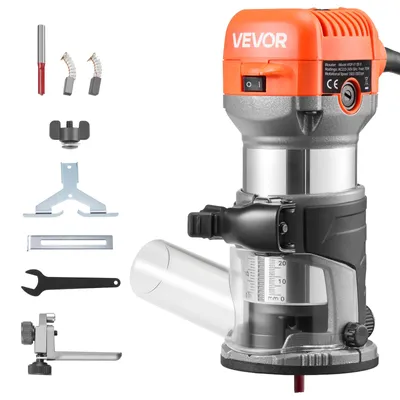 Obrázek produktu pro Horní frézka VEVOR, 710 W, regulace otáček, frézka na hrany s pevnou základnou a odsáváním prachu, paralelní doraz, frézka na zpracování dřeva, ořezávání, kutilské projekty, s napájecím kabelem