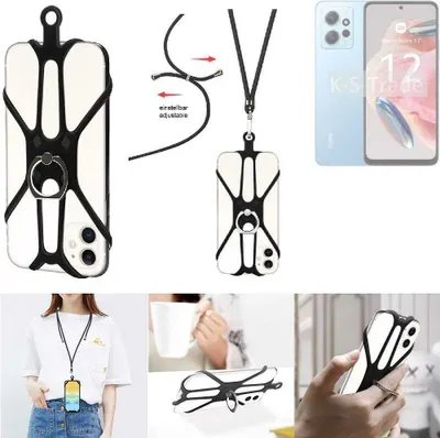 Produktbild von K-S-Trade 3in1 Handykette Handyband Handykordel Halsband Smartphone-Ring Handy-Ring kompatibel mit Xiaomi Redmi Note 12 Global Fingerhalterung