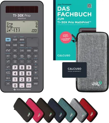 Produktbild von TI-30X Prio MathPrint inkl. Schutztasche Hellgrau & Fachbuch (80 Seiten, DIN A5) – Wissenschaftlicher Rechner – Smart Set