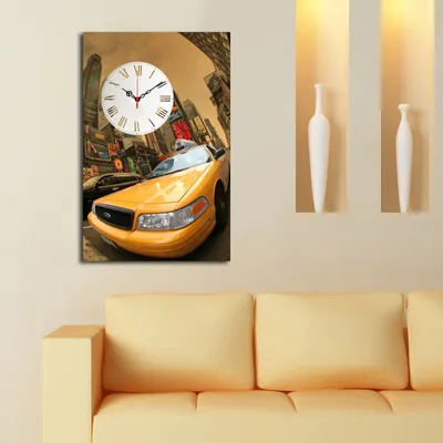 Obrázok produktu pre Opviq, 5070CS- CTY1646, Farebné, Nástenné hodiny, 45 x 70, 100% semišové plátno