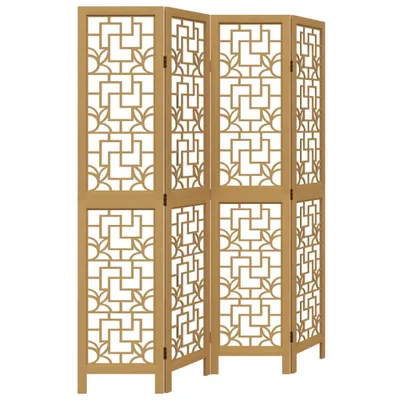 Immagine prodotto di Divisorio Ambienti 4 Pannelli Marrone Legno Massello Paulownia