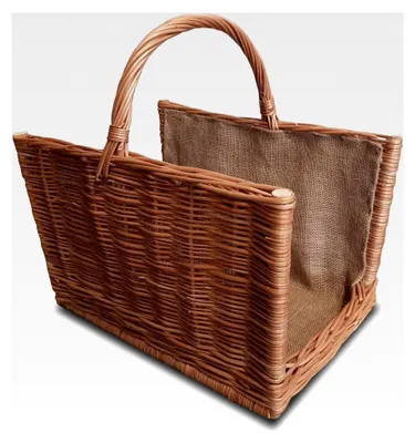 Produktbild von Kaminholzkorb 47 x 30 cm aus Weide - Geflochtener Henkelkorb für Brennholz