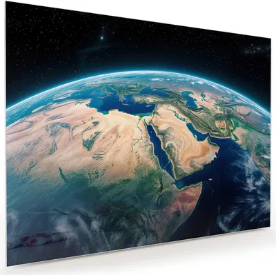 Produktbild von Glasbild 120x90cm in XXL für Wohnzimmer, Schlafzimmer Motiv Erde aus dem All
