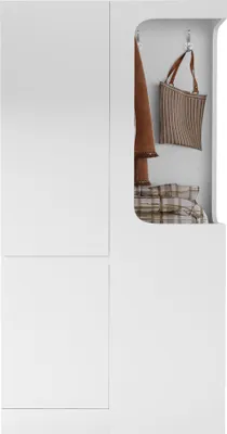 Obrázek produktu pro okwish Minimalistická šatní skříň Šatní skříň se čtyřmi bočními zásuvkami, Šatní skříň s otočnými dveřmi a snadným přístupem, Bílá