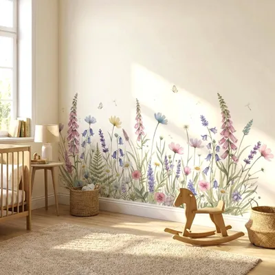 Produktbild von Decords Wandtattoo – Wildblumenwiese in Aquarelloptik, 160 cm