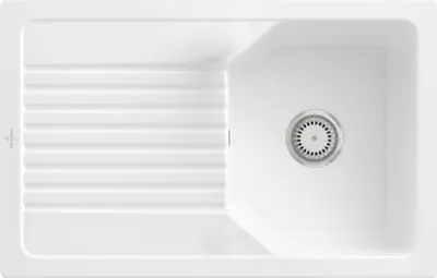 Produktbild von Villeroy & Boch 33841FR1 Keramikspüle flächenbündig Unterschrankbreite ab 45 cm Weiß Alpin Handbetätigung - inkl.
