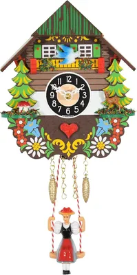 Produktbild von Schwarzwalduhr im Schweizerhaus-Design mit Kuckucksruf und Westminstermelodie, Miniaturuhr