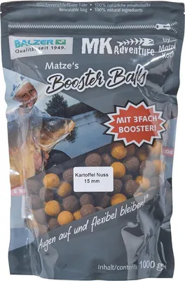 Produktbild von Balzer Matze Koch Booster Balls Boilies Special Edition 15mm 1kg Kartoffel-Nuss 2 Farben und 2 Aromen in 1 Tüte gemischt