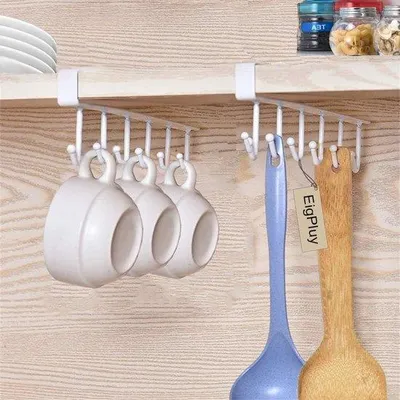Produktbild von 2 Stück Weinglas- und Tassenhalter, Küchenhaken, Schuhabhängern, keine Bohrungen erforderlich, weiß