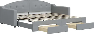Obrázok produktu pre vidaXL Rozkladacia posteľ so zásuvkami Svetlo šedá 90x190 cm Látka