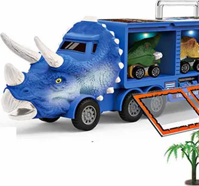 Produktbild von Dinosaurier-LKW-Modell, Spielzeug-Transportauto mit blinkenden Lichtern für Kinder, Jungen, dunkelblau