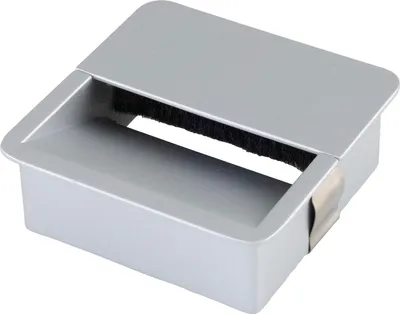 Produktbild von Pamar Kabeldurchgang, Kabelmanagement Kabeldurchführung Kabelkanal, Staubschutzbürste, Zinkdruckguss alufarbig, 76x76mm