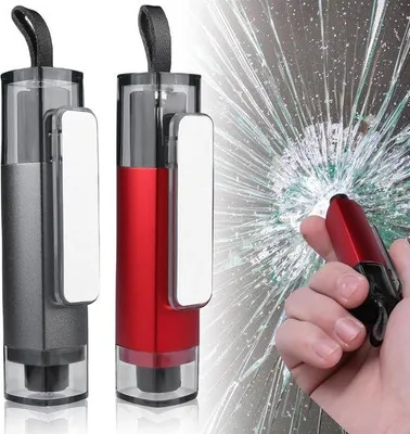 Image de Marteau de déverrouillage automatique 2-en-1, ancrage de secours, rouge et gris