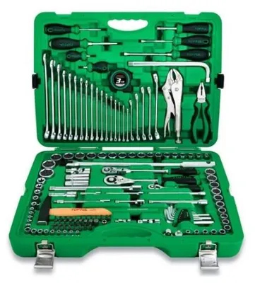 Produktbild von TOPTUL Werkzeug-Set GCAI144R, 144-teilig, 1/4" 3/8" 1/2", mit Ratschenfunktion, im Kunststoffkoffer