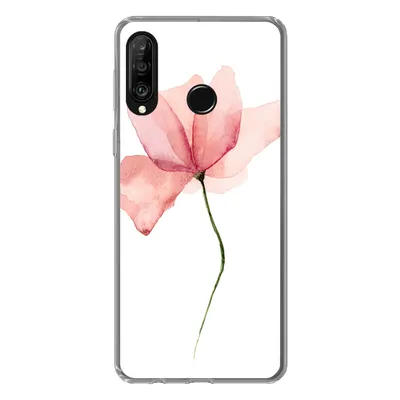 Produktbild von MuchoWow® Handyhülle Schutzhülle Hülle für Huawei P30 Lite Blumen - Aquarell - Rosa Silikon Softcase Handy Hülle - Handyhülle