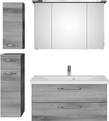 Produktbild von Badmöbel-Set Pelipal Kumba BxHxT 137 x 200 x 51 cm Frontfarbe graphit struktur quer 5-teilig und mehr mit Mineralguss-Wa