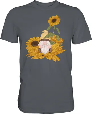 Produktbild von Gartenzwerg Sonnenblumen T-Shirt Garten Motiv Gärtner Geschenk – Dark Grey / S