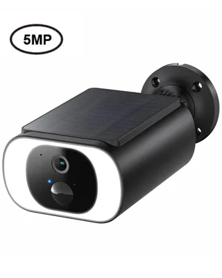 Produktbild von 5MP HD Überwachungskamera Aussen Akku mit Solarpanel Überwachungskamera Aussen Solar Kamera Überwachung mit Spotlight PIR-Bewegungserkennung 2,4GHz