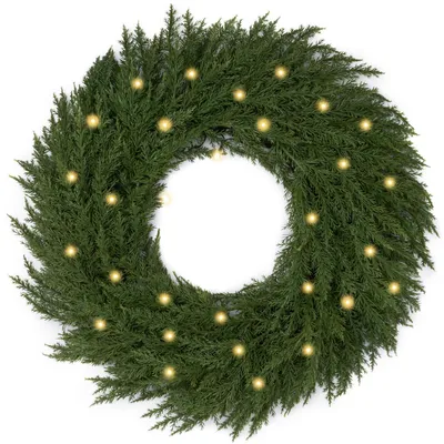 Productafbeelding van Kerstkrans met verlichting, 51 cm, 30 LED's, groen, adventskrans, kerstdecoratie, kunststof