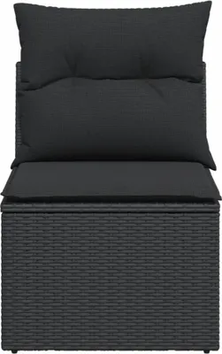 A dark gray outdoor sofa with cushions, shown from the front.