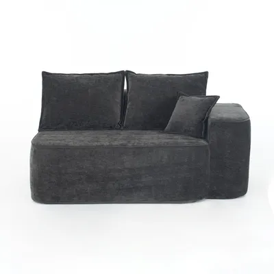 Immagine prodotto di AIORBER Comodo divano a 2 posti senza montaggio, morbido divano in tessuto con cuscini e tasche laterali, design moderno per soggiorni, nero
