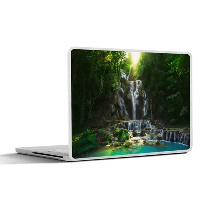 Produktbild von MuchoWow® Laptop Aufkleber Sticker Cover Wasserfall - Sonne - Bäume 25x18 cm - Laptop-Deko