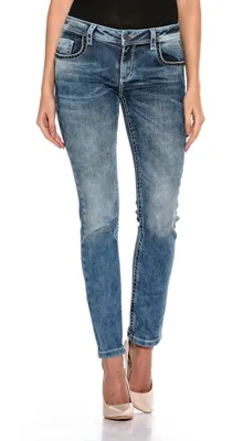 Produktbild von WD401–Damen Jeans mit Strass und Stickerei