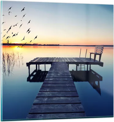 Produktbild von Bilder auf glas - See Brücke - 30x30cm - Glasbilder - Wandbilder - Bilder - Kunstdruck - zum Aufhängen bereit - Wanddekoration aus Glas - Glas Bilder - Wandbild auf Glas - Einteilig - GAC30x30-3698