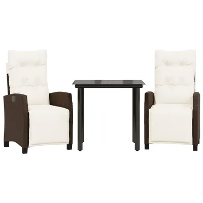 Immagine prodotto di vidaXL set da pranzo da giardino a 3 pezzi con cuscini in polirattan marrone