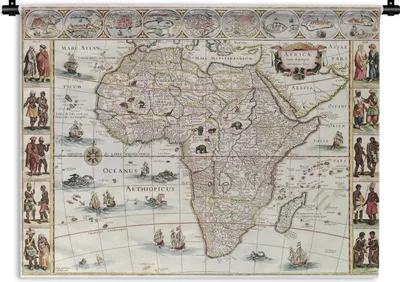 Produktbild von MuchoWow® Wandteppich Wandbehang Karte - Jahrgang - Afrika 150x112 cm Tapisserie Dekoration Wandtuch - Wanddecke - Wandteppiche