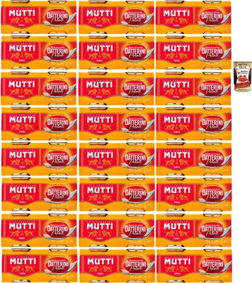 Produktbild von Mutti salsa datterini pomodorini pelati, Mutti Datterini geschälte Kirschtomaten, Zart und Süßigkeiten, pasta sauce, 100% italienische Tomaten 48x 220g + Italian Gourmet polpa 400g