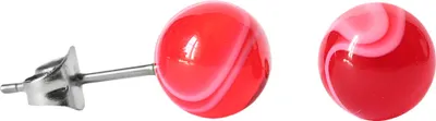 Produktbild von Chirurgenstahl Ohrstecker mit marmorierter Acrylkugel Farbe - Rot