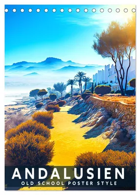 Produktbild von Andalusien - Old School Poster Style (Tischkalender 2027 DIN A5 hoch), CALVENDO Monatskalender