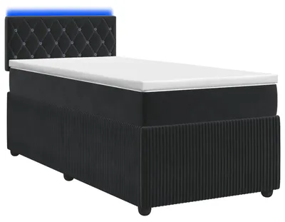 Image de vidaXL Lit boxspring avec matelas noir 100 x 200 cm velours