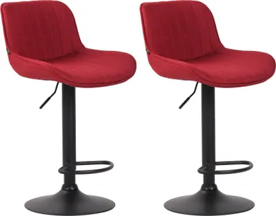 Produktbild von CLP 2er Set Barhocker Lentini Stoff 360° Drehbar Höhenverstellbar rot Gestell Farbe schwarz